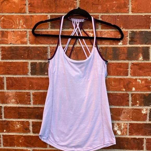 Lululemon Womens 4 Purple Strappy Draped Open Back Wild Tank Sports Bra - Picture 2 of 11